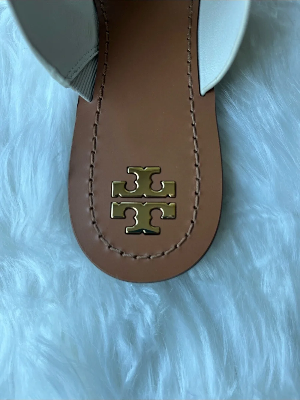 🆕 Tory Burch Patos Disc Sandals- Calf Leather Ivory/Gold Size 8.5 Dustbag